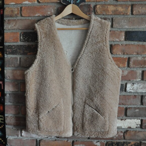 Vintage Handmade Shearling Sheepskin Leather Wool Western Vest Australia M - Picture 6 of 8